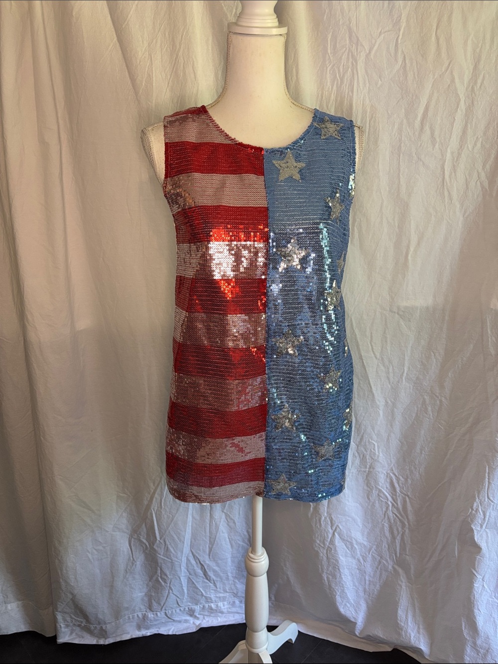 BiBi Sequin Patriotic Flag Tank Top – 4th of July